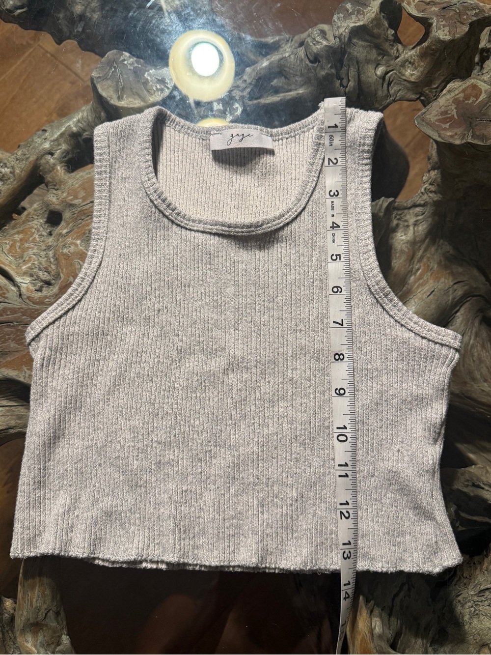 gaze Gray Ribbed Crop Tank - Picture 3 of 4